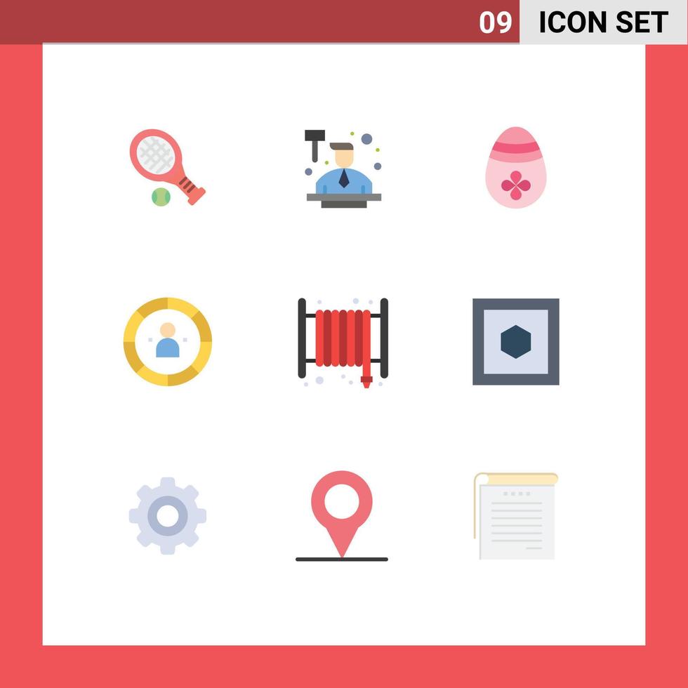 Set of 9 Vector Flat Colors on Grid for alarm management decoration efficiency chart Editable Vector Design Elements