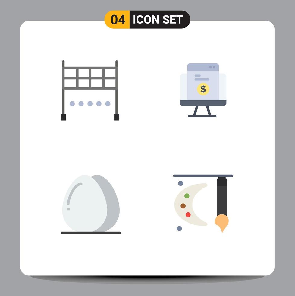 Group of 4 Modern Flat Icons Set for finish drinks payment ecommerce food Editable Vector Design Elements