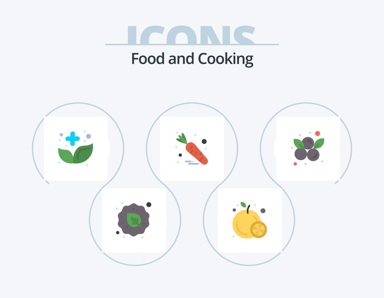 Food Flat Icon Pack 5 Icon Design. blueberries. vegetable. alternative. food. medicine vector