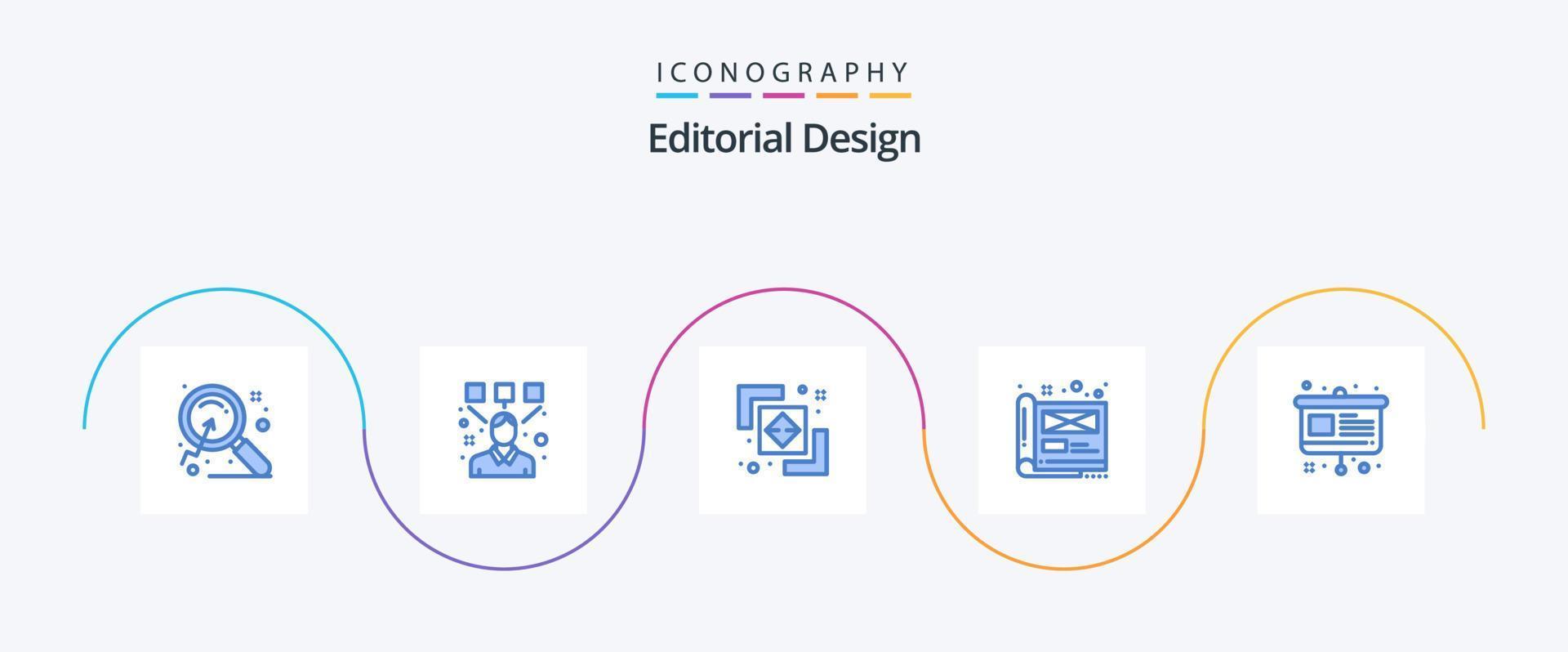 Editorial Design Blue 5 Icon Pack Including art. document. difference. design. art vector