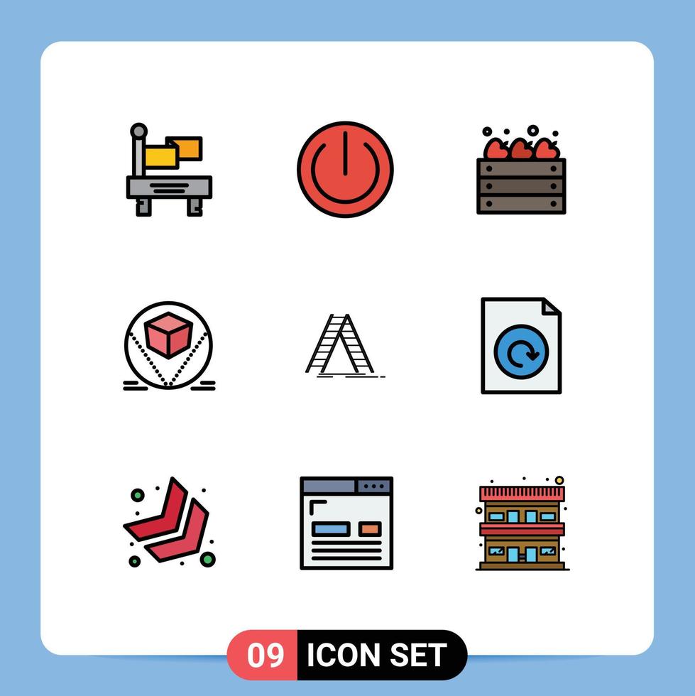 9 Filledline Flat Color concept for Websites Mobile and Apps document construction farming building deliver Editable Vector Design Elements