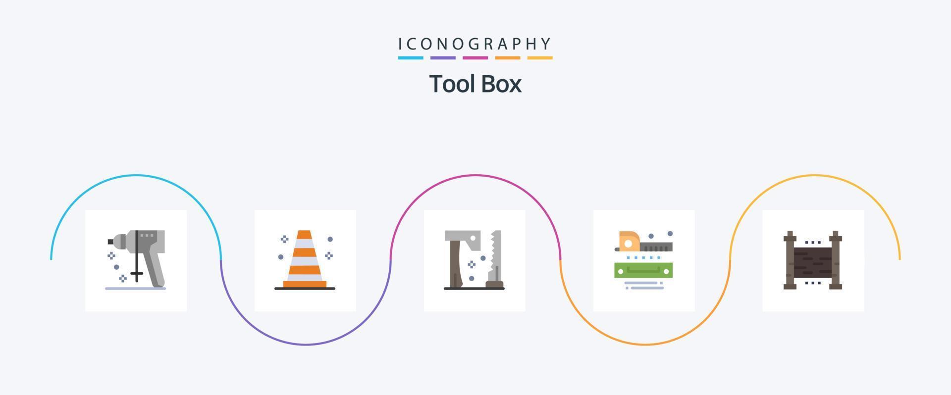 Tools Flat 5 Icon Pack Including security. fences. construction. tapeline. measuring vector