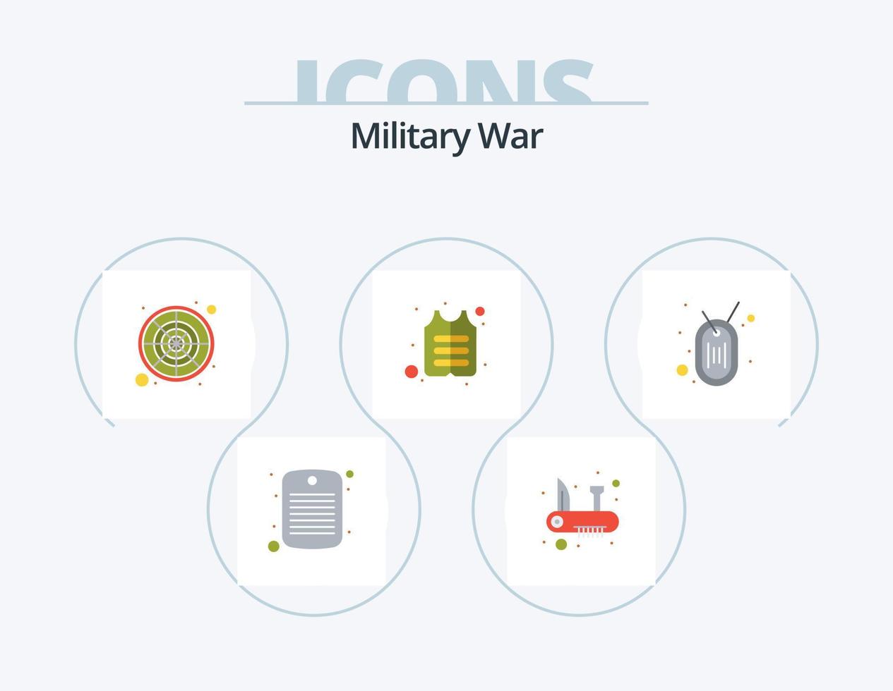 Military War Flat Icon Pack 5 Icon Design. badge. secure. military. safety. jacket vector