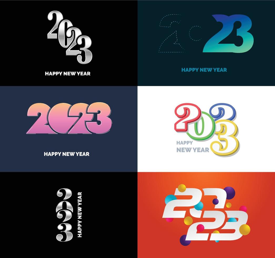 gran conjunto de 2023 feliz año nuevo diseño de texto de logotipo plantilla de diseño de número 2023 vector