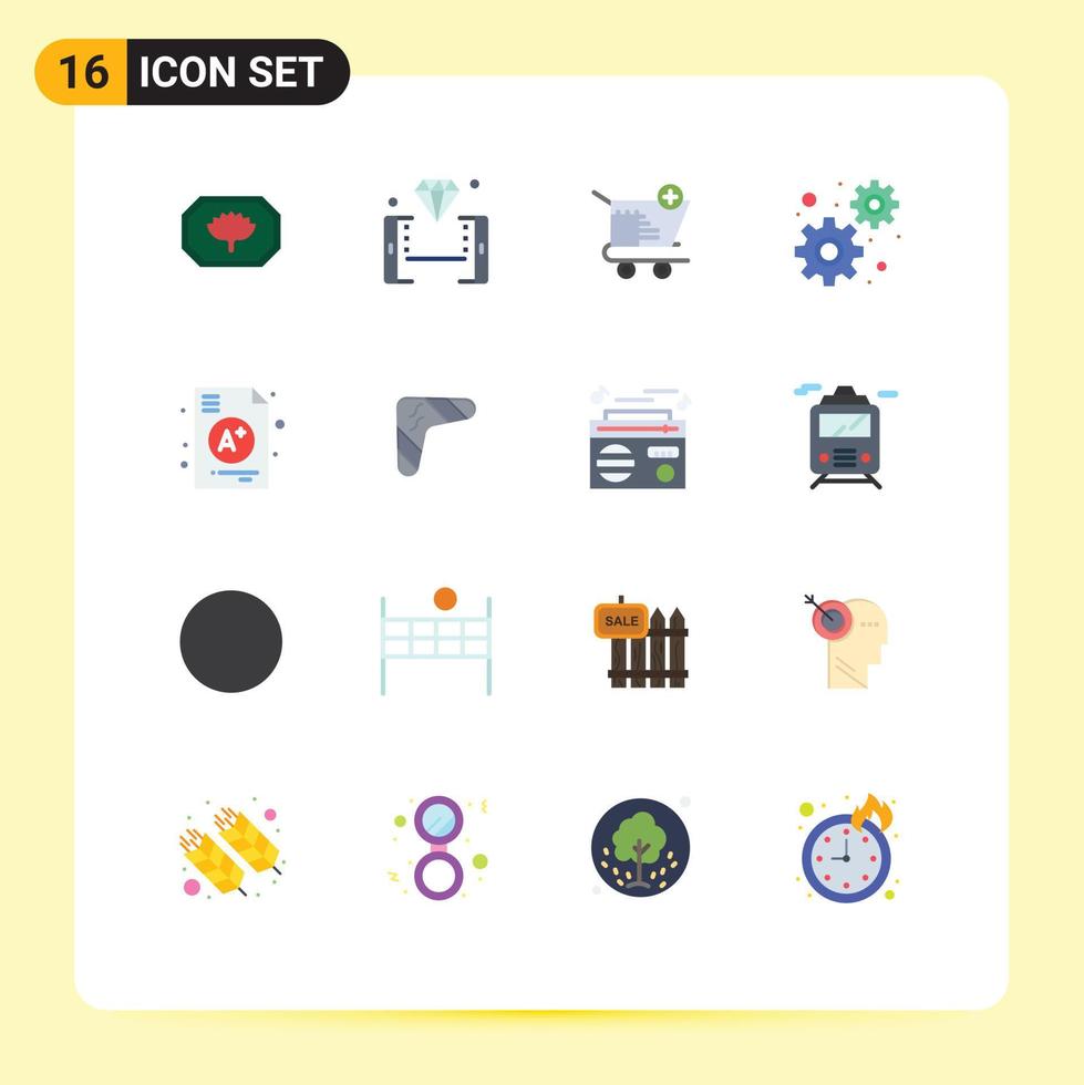 Universal Icon Symbols Group of 16 Modern Flat Colors of education a cart settings development Editable Pack of Creative Vector Design Elements