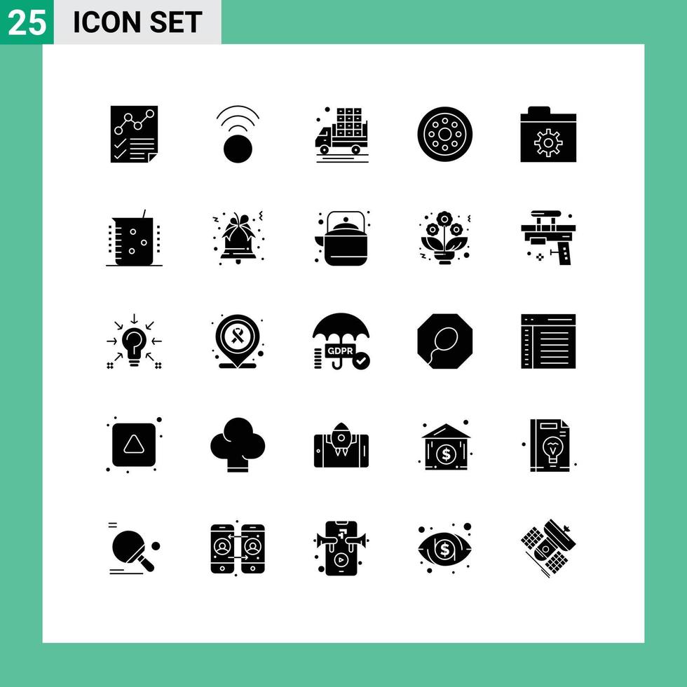 Stock Vector Icon Pack of 25 Line Signs and Symbols for files wheels agriculture velg accessories Editable Vector Design Elements