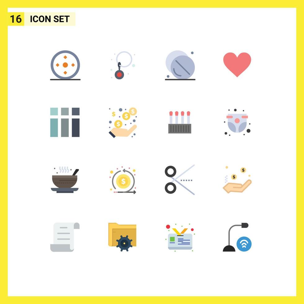 Editable Vector Line Pack of 16 Simple Flat Colors of frame twitter health like heart Editable Pack of Creative Vector Design Elements