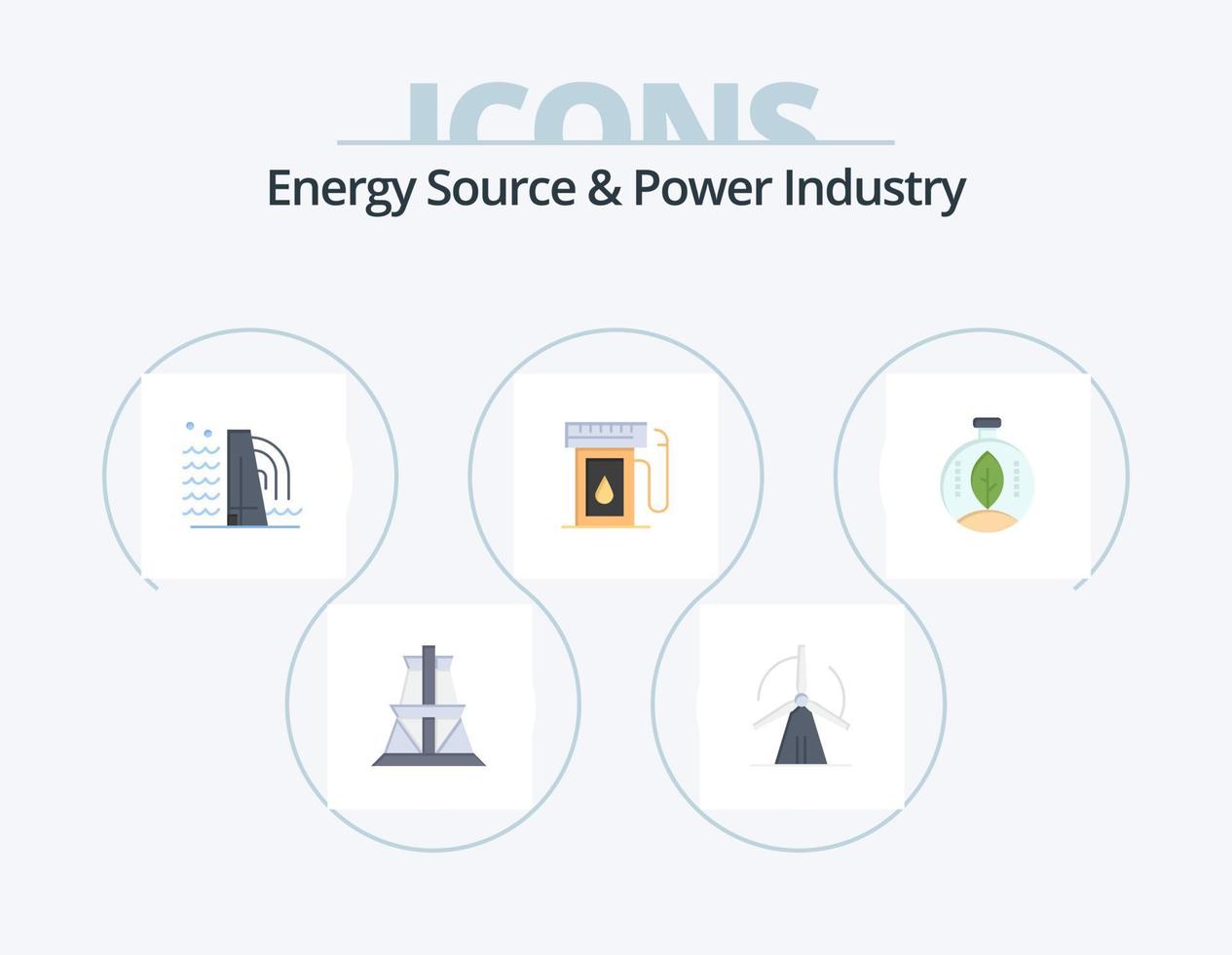 fuente de energía y diseño de iconos del paquete de iconos planos de la industria energética 5. innovación. soltar. edificio. petróleo. gasolina vector