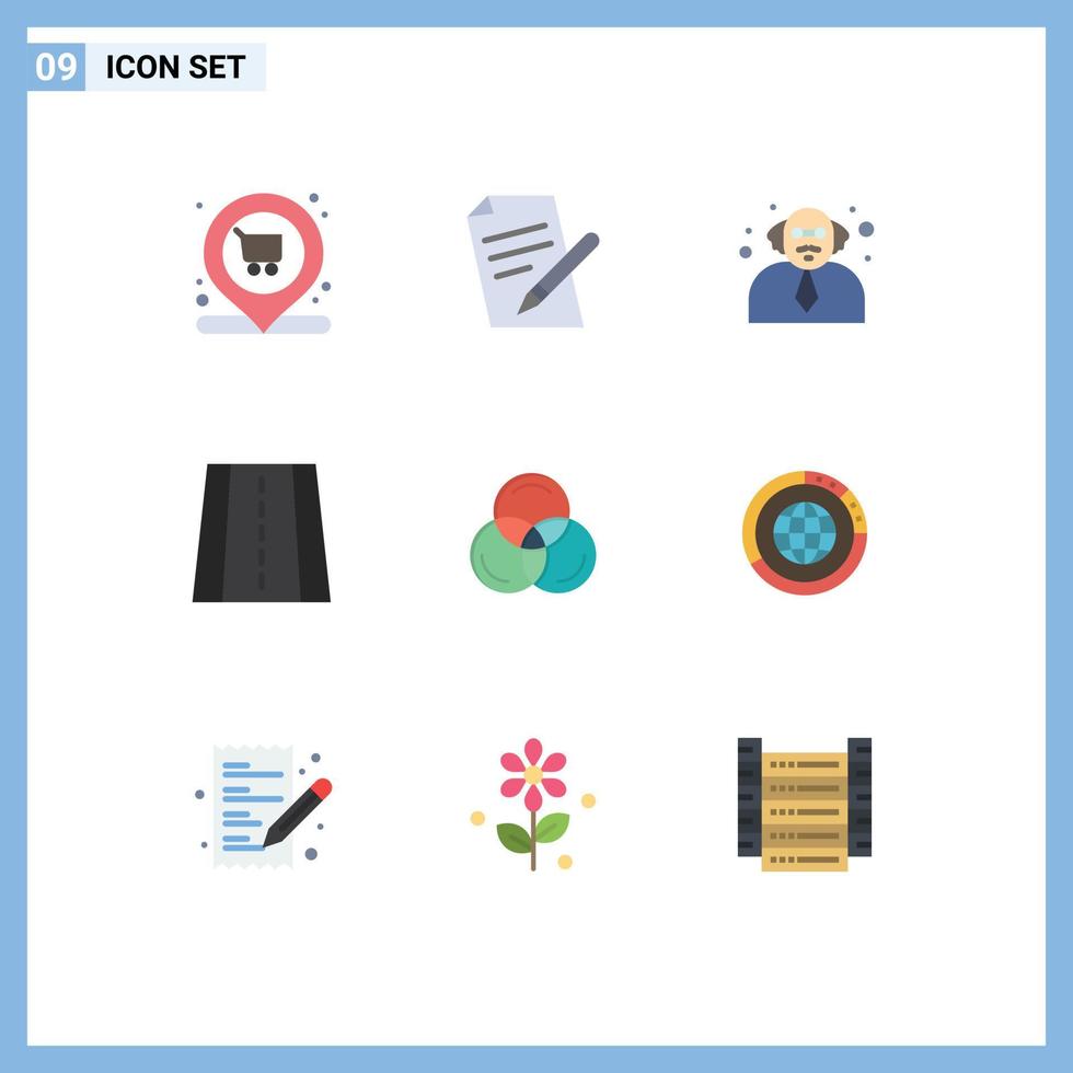 Modern Set of 9 Flat Colors and symbols such as management color school rgb road Editable Vector Design Elements