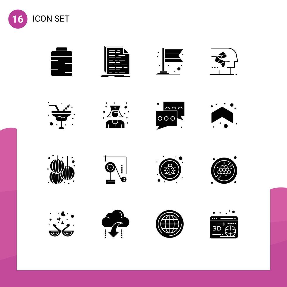 paquete de iconos de vectores de stock de 16 signos y símbolos de línea para elementos de diseño de vectores editables de champaign human script brain android