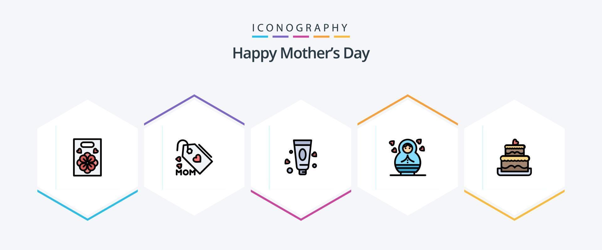 Happy Mothers Day 25 FilledLine icon pack including . wedding. cream. cake. child vector