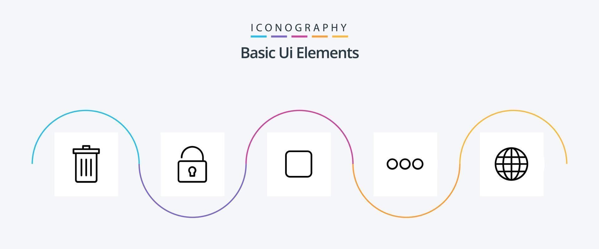 Basic Ui Elements Line 5 Icon Pack Including map. world. box. sign. chating vector