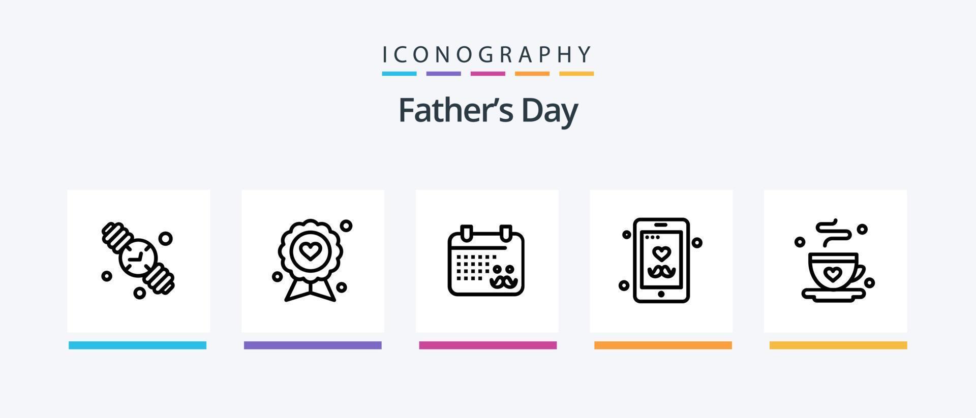Fathers Day Line 5 Icon Pack Including dress code. specs. beer. glasses. avatar. Creative Icons Design vector