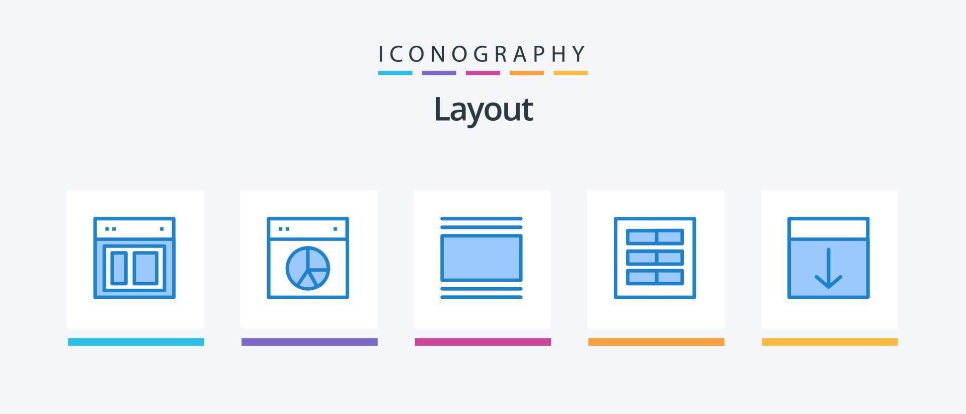 Layout Blue 5 Icon Pack Including layout. design. pie. vertical. layout. Creative Icons Design vector