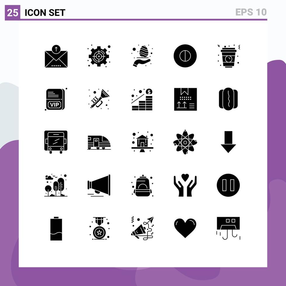 Pack of 25 Modern Solid Glyphs Signs and Symbols for Web Print Media such as glass symbols target beliefs care Editable Vector Design Elements
