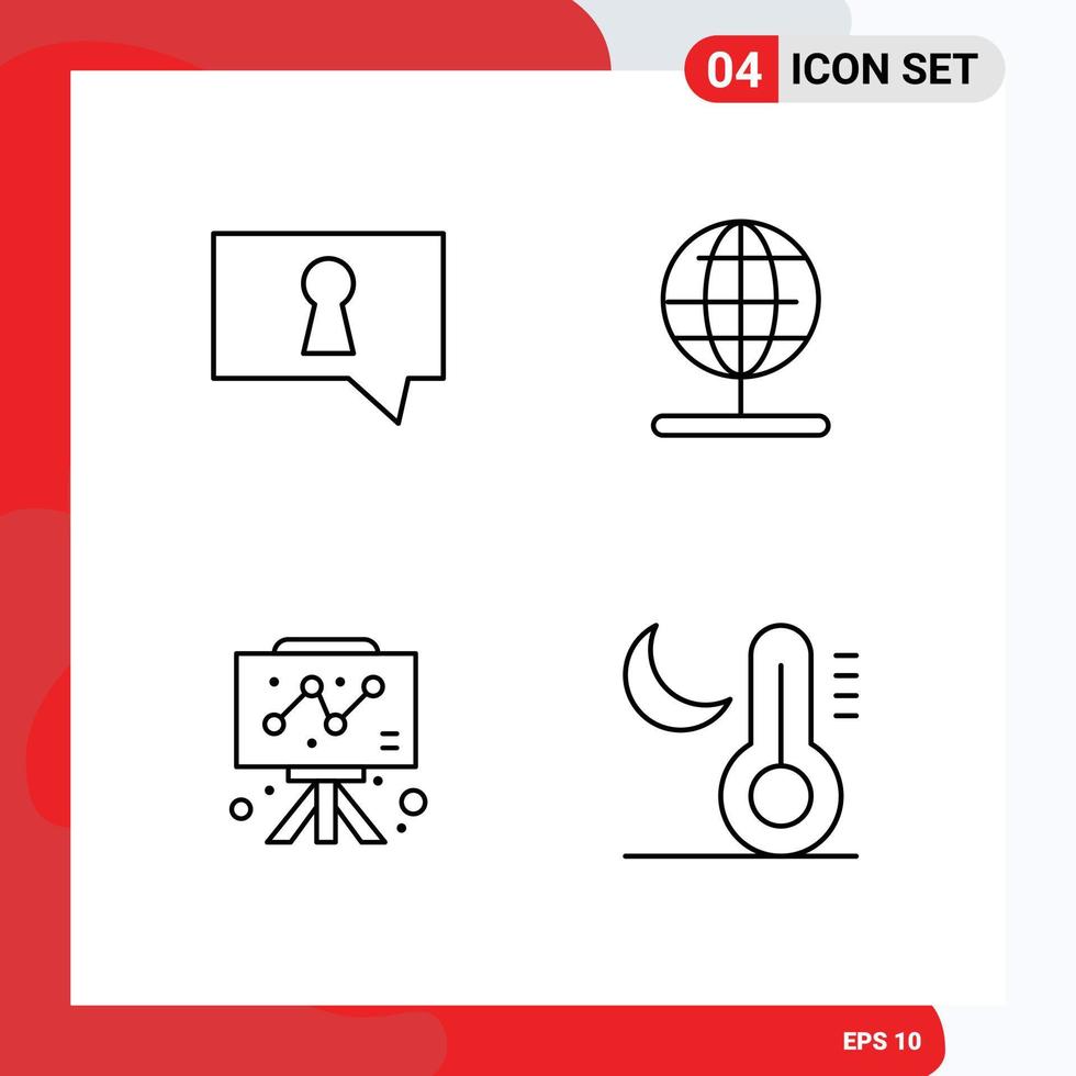 Group of 4 Filledline Flat Colors Signs and Symbols for bubble chart globe world climate Editable Vector Design Elements