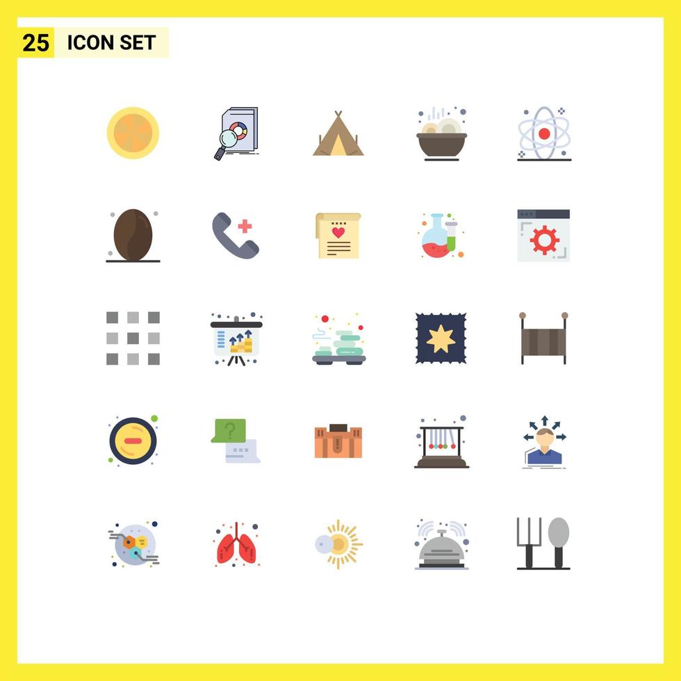 Stock Vector Icon Pack of 25 Line Signs and Symbols for atom soup research food spring Editable Vector Design Elements