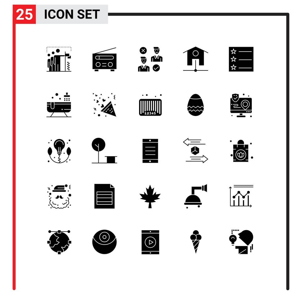 Pictogram Set of 25 Simple Solid Glyphs of layout smart house user network good Editable Vector Design Elements