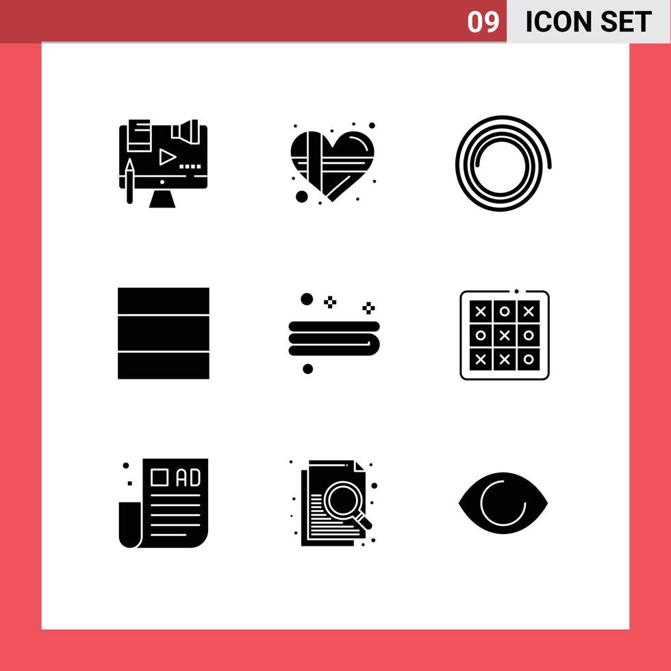 Pictogram Set of 9 Simple Solid Glyphs of toe towel love cleaning layout Editable Vector Design Elements