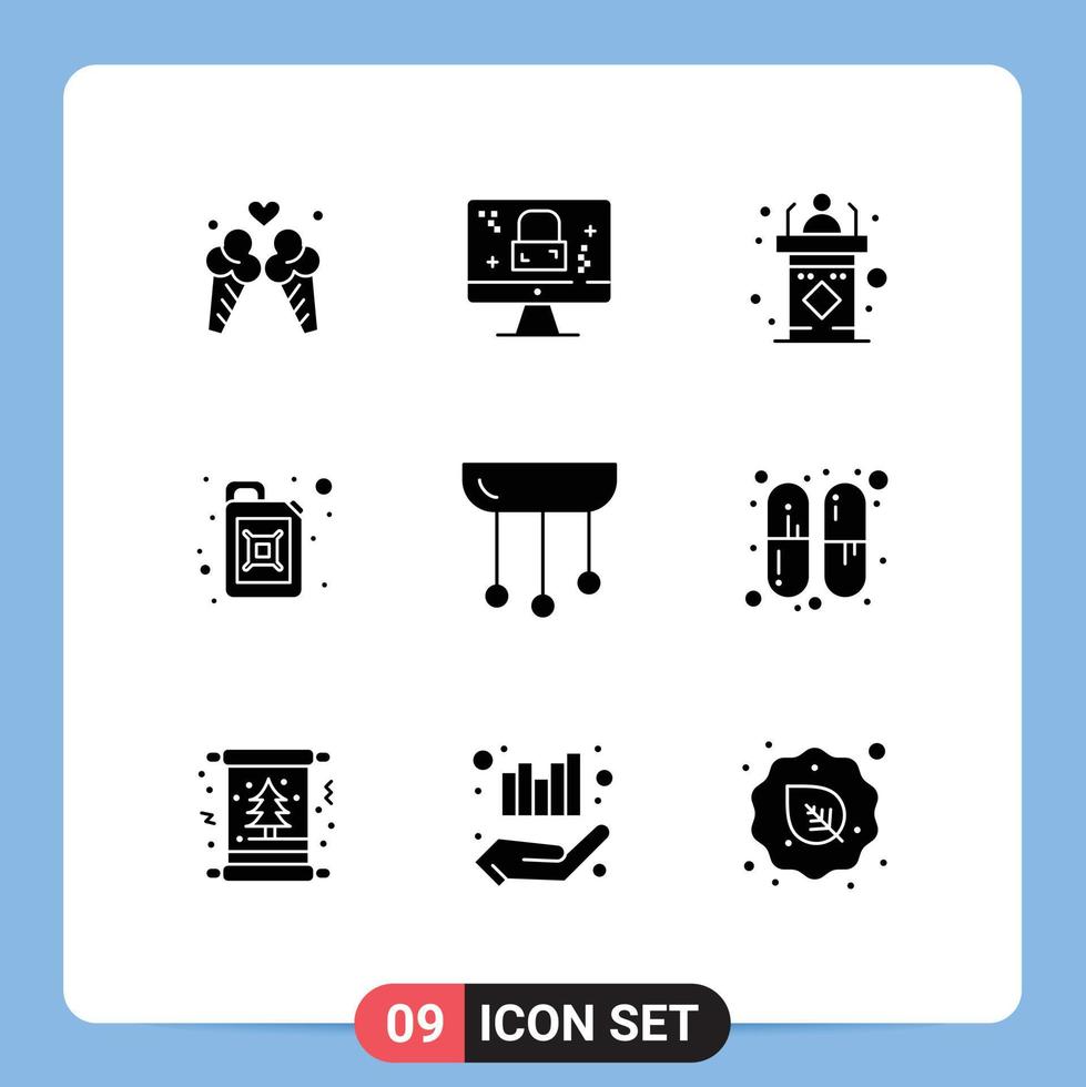9 Universal Solid Glyph Signs Symbols of decorations oil classroom gasoline speech Editable Vector Design Elements