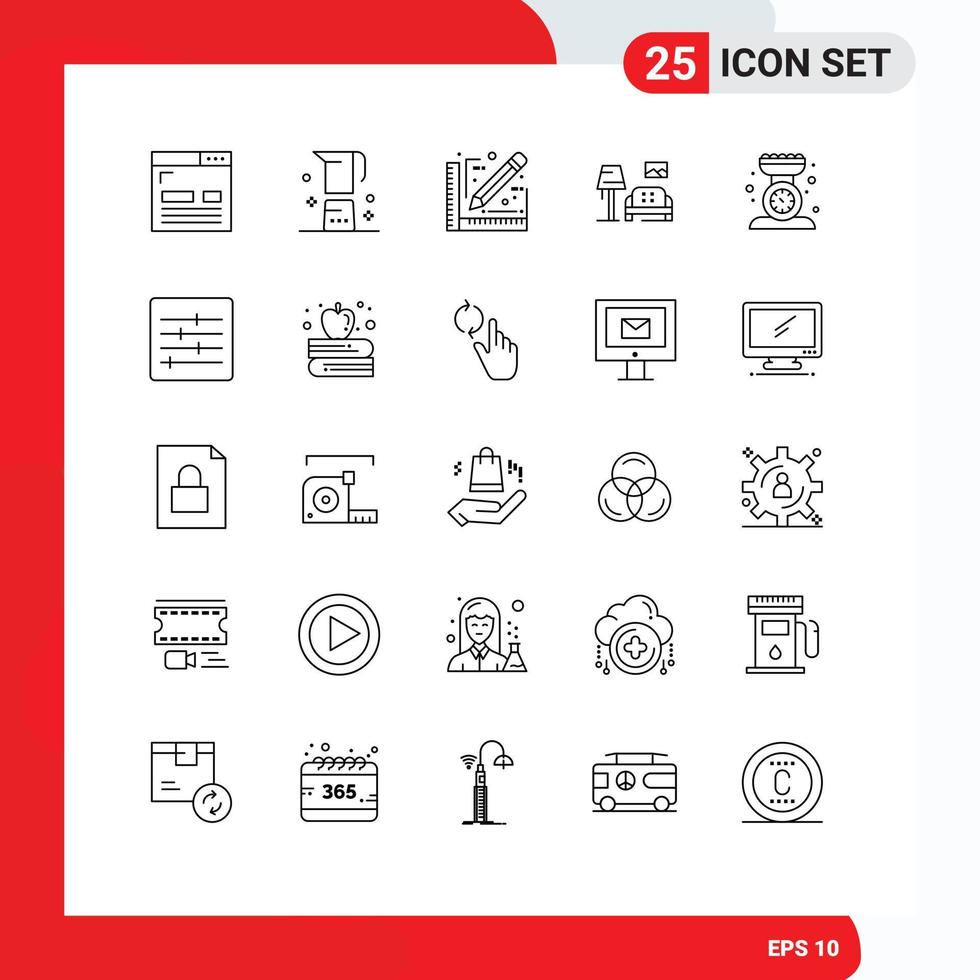 Group of 25 Modern Lines Set for gallery room maker lump document Editable Vector Design Elements