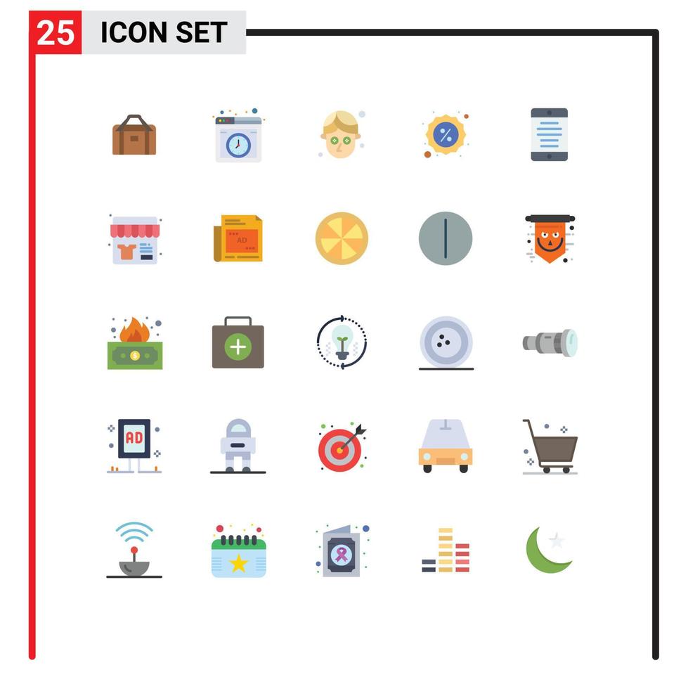 25 Creative Icons Modern Signs and Symbols of smartphone interface cucumber badge sale Editable Vector Design Elements