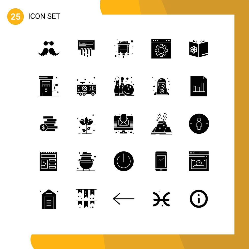 Set of 25 Modern UI Icons Symbols Signs for setting interface radio gear hdmi Editable Vector Design Elements