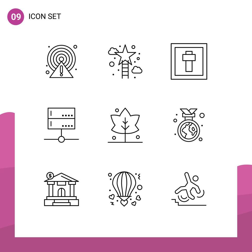 Universal Icon Symbols Group of 9 Modern Outlines of signal devices success data sign Editable Vector Design Elements