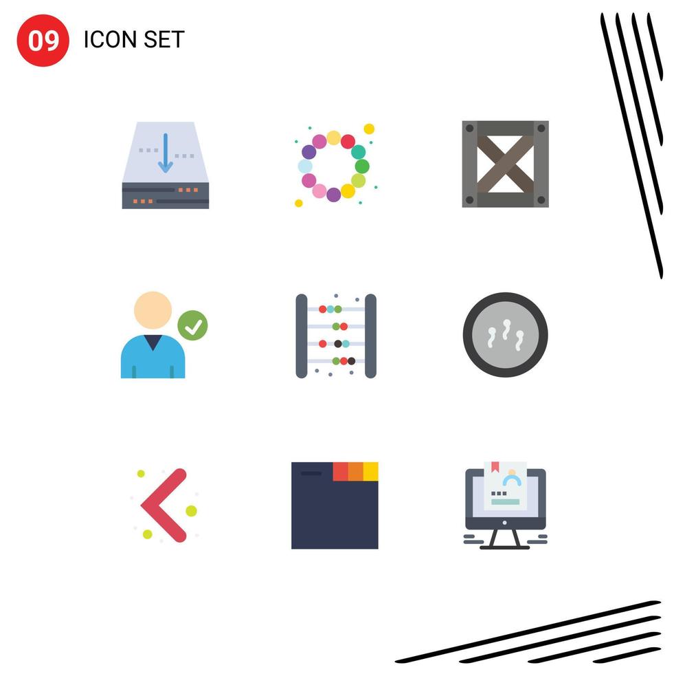 User Interface Pack of 9 Basic Flat Colors of math game packaging bag use Editable Vector Design Elements