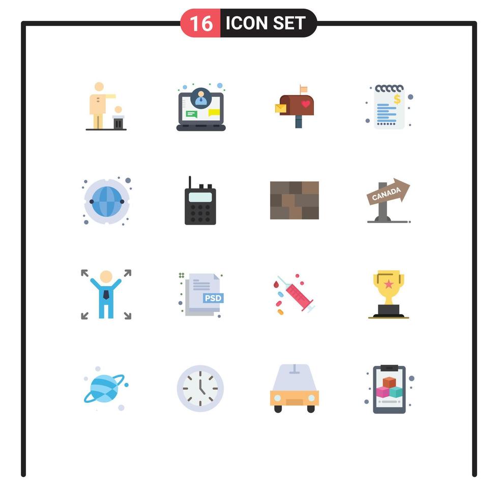 grupo de 16 colores planos modernos establecidos para la lista de compras carta de comercio de internet paquete editable de elementos de diseño de vectores creativos