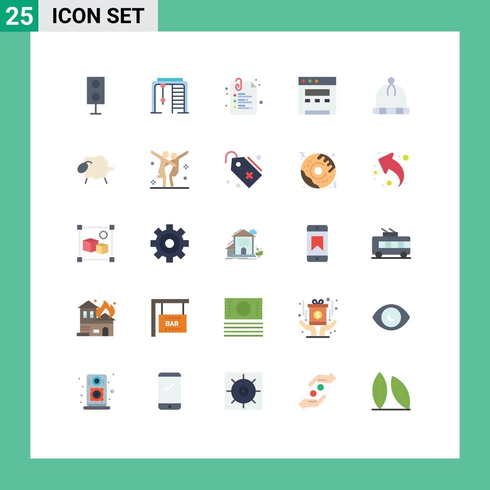 Pack of 25 Modern Flat Colors Signs and Symbols for Web Print Media such as wear hat game website back to school Editable Vector Design Elements