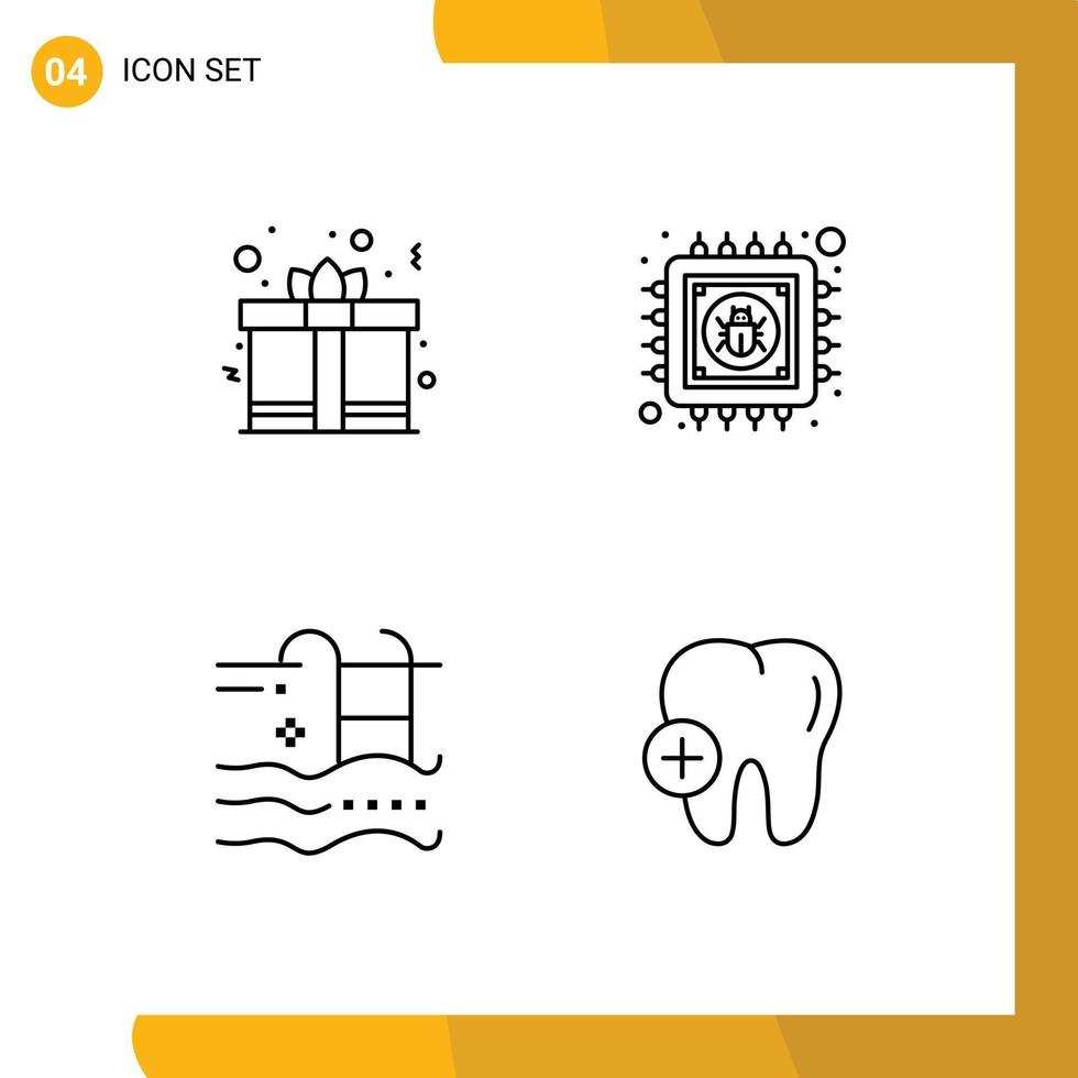 Stock Vector Icon Pack of 4 Line Signs and Symbols for day pool love data swimming Editable Vector Design Elements