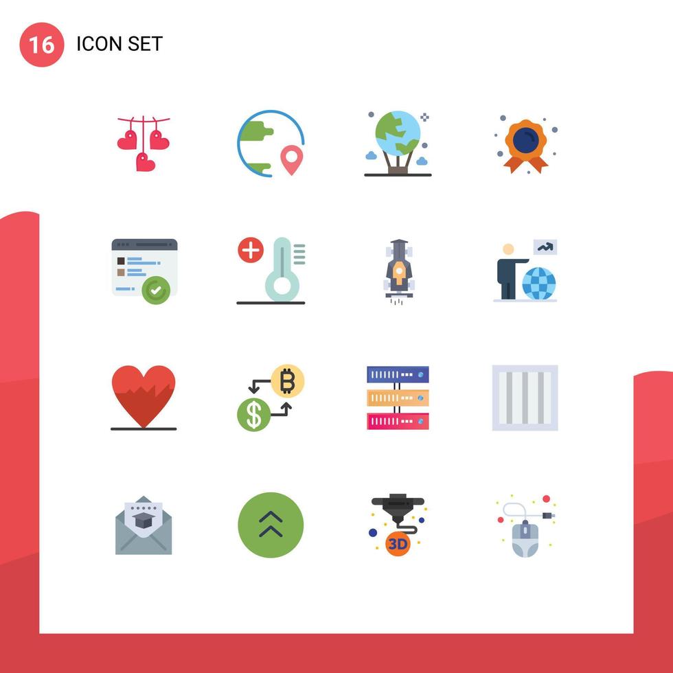 Group of 16 Modern Flat Colors Set for education badge shipping achievement global Editable Pack of Creative Vector Design Elements