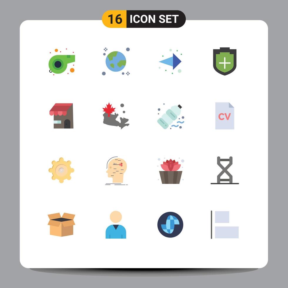 16 Flat Color concept for Websites Mobile and Apps online building arrow shield plus Editable Pack of Creative Vector Design Elements