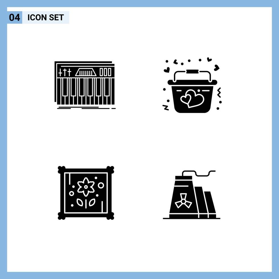 Mobile Interface Solid Glyph Set of Pictograms of controller patch midi heart hobby Editable Vector Design Elements