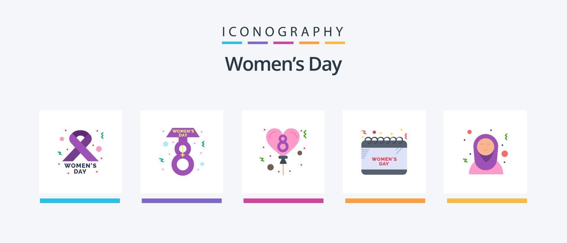 Womens Day Flat 5 Icon Pack Including . islamic women. day. arabic. celebrate. Creative Icons Design vector