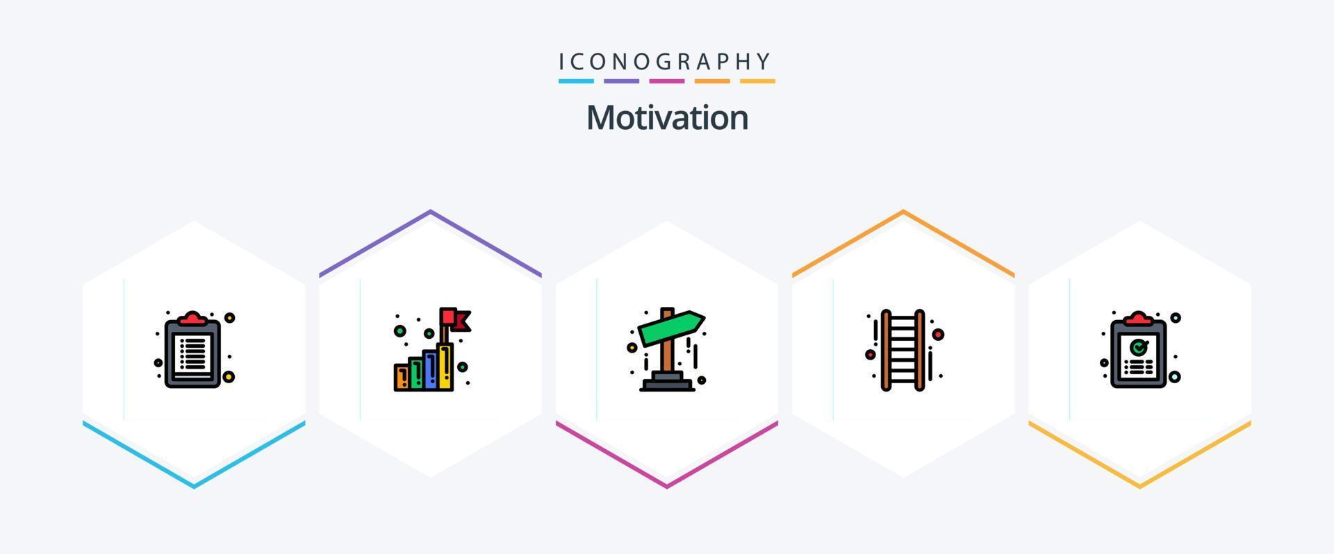 Motivation 25 FilledLine icon pack including ok. clipboard. map. success. up vector