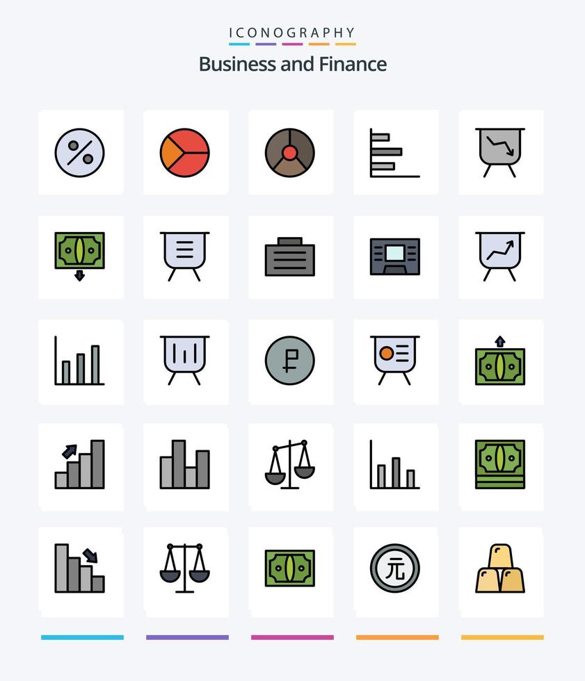 Creative Finance 25 Line FIlled icon pack  Such As money. commerce. graphic. business. finance vector