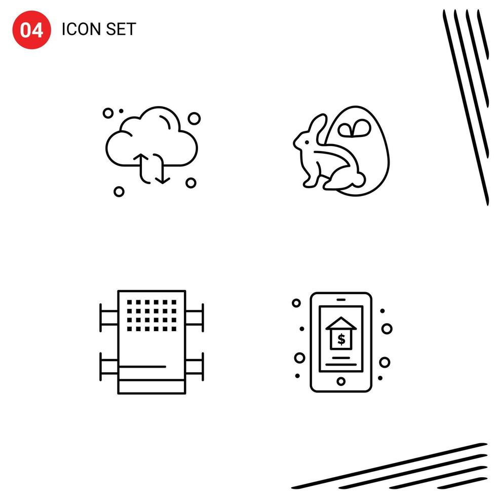 User Interface Pack of 4 Basic Filledline Flat Colors of cloud rack arrow bynny room Editable Vector Design Elements