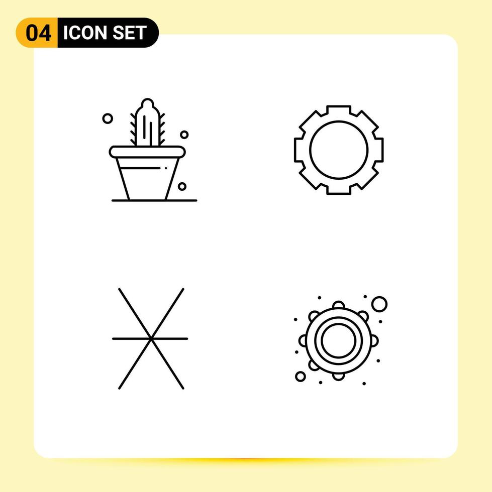 Pictogram Set of 4 Simple Filledline Flat Colors of cactus coin spring instagram instrument Editable Vector Design Elements