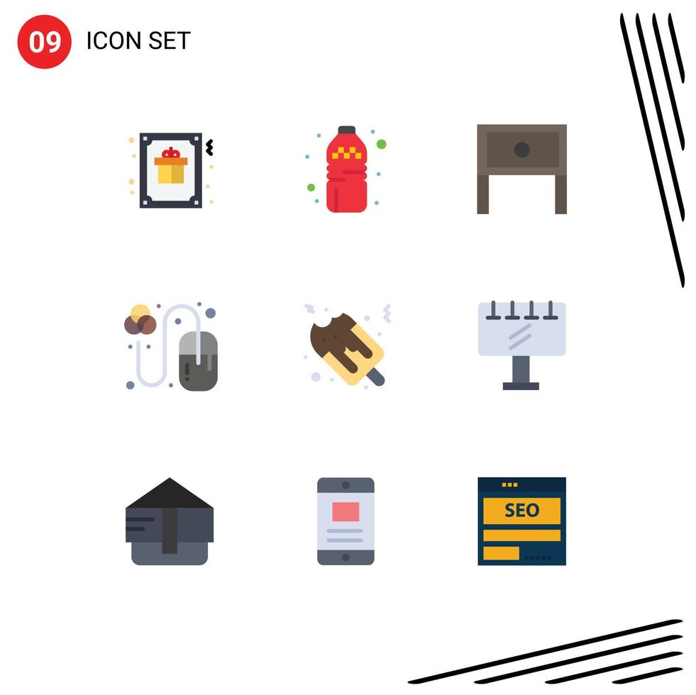 Universal Icon Symbols Group of 9 Modern Flat Colors of ice cream mouse end designing table Editable Vector Design Elements