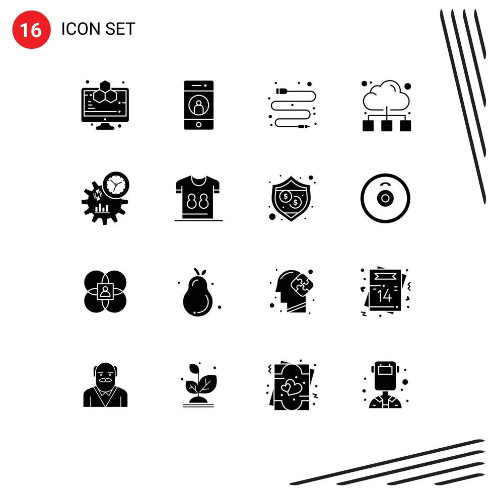 Pack of 16 creative Solid Glyphs of engineering internet phone online cloud Editable Vector Design Elements