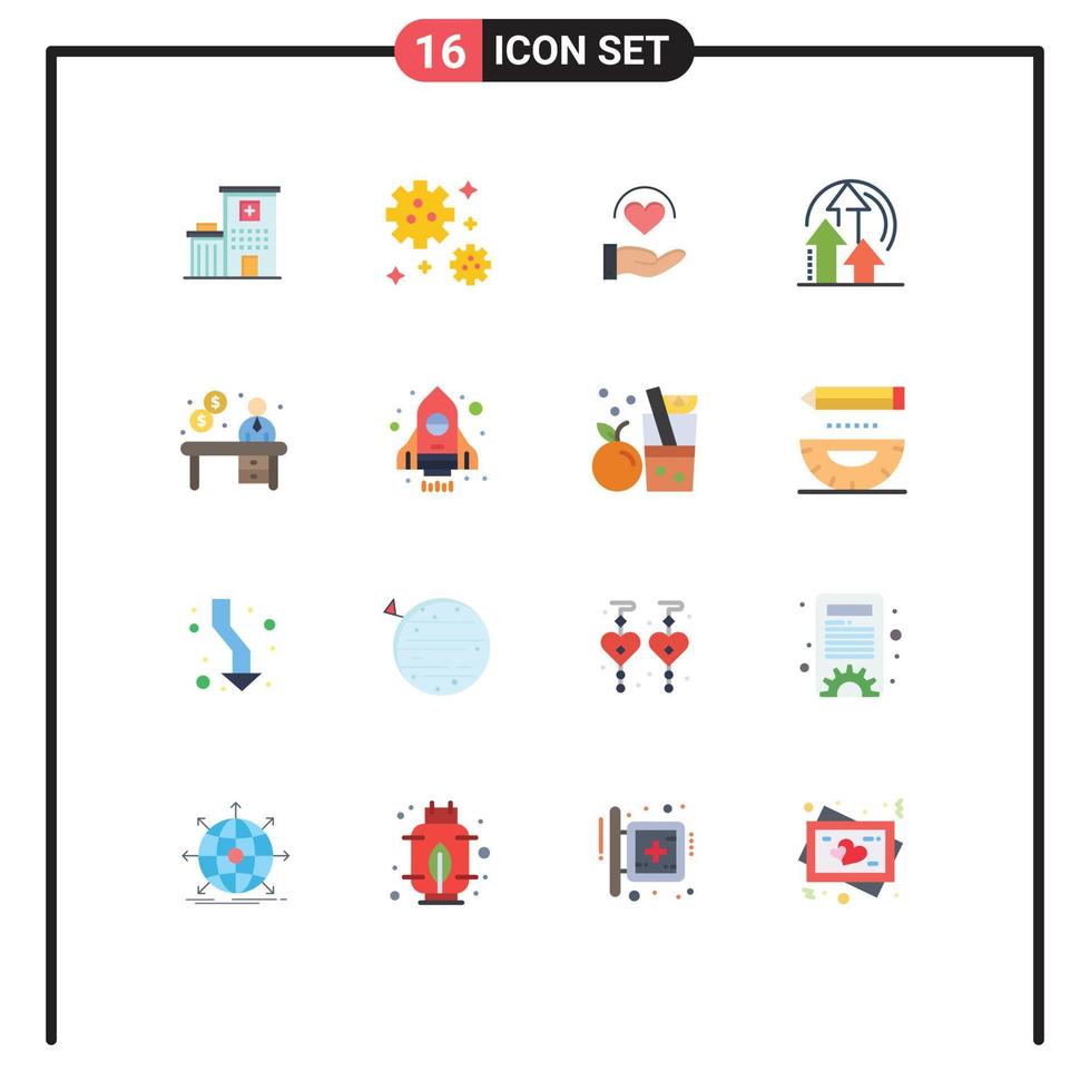 16 Flat Color concept for Websites Mobile and Apps office business care product method Editable Pack of Creative Vector Design Elements