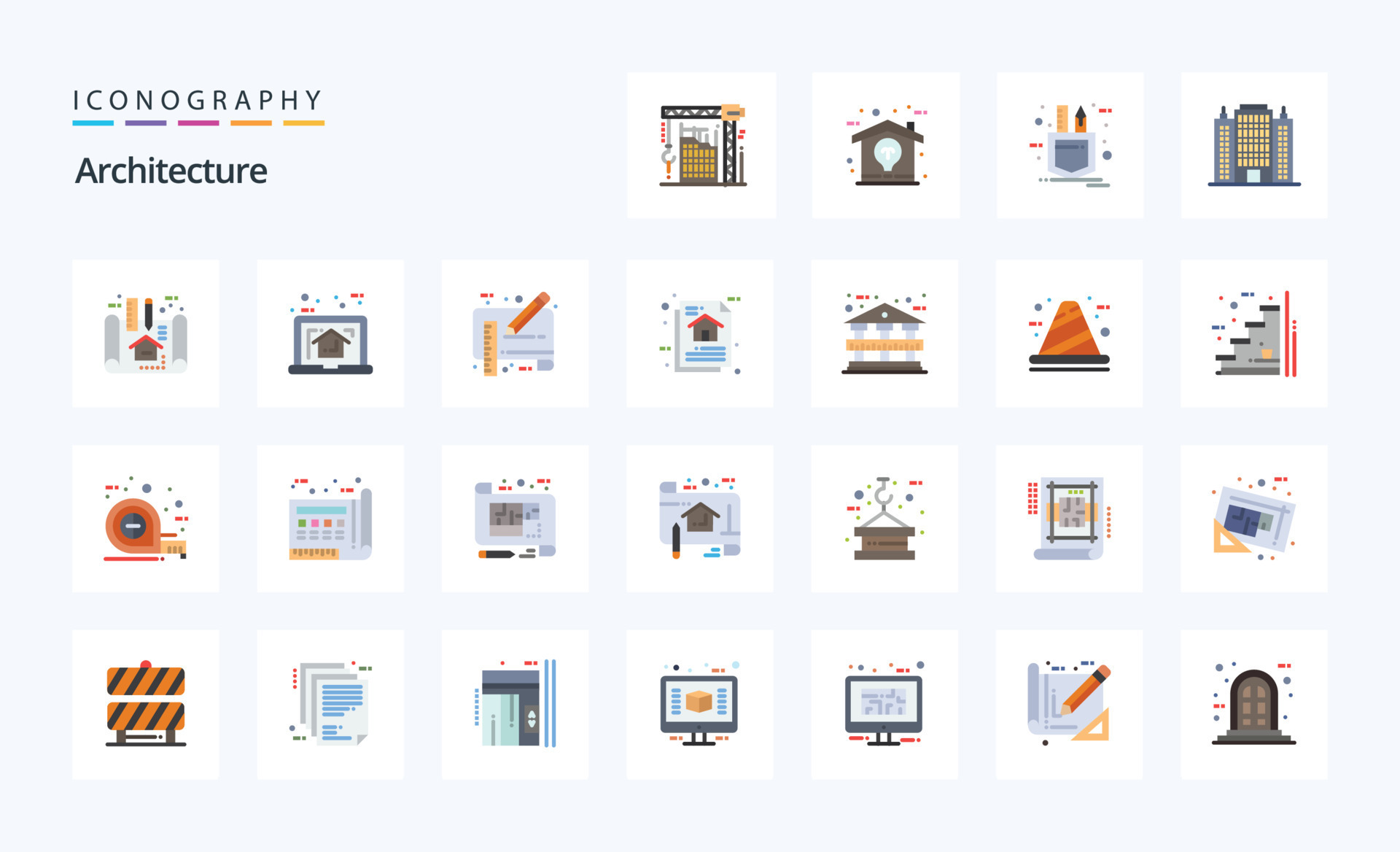 25 Architecture Flat color icon pack 18260811 Vector Art at Vecteezy