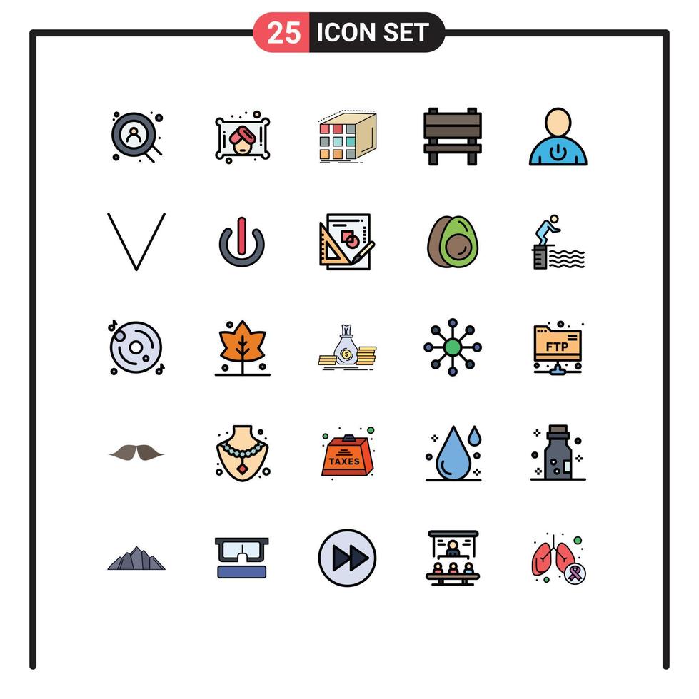 Stock Vector Icon Pack of 25 Line Signs and Symbols for energy avatar cube interior chair Editable Vector Design Elements