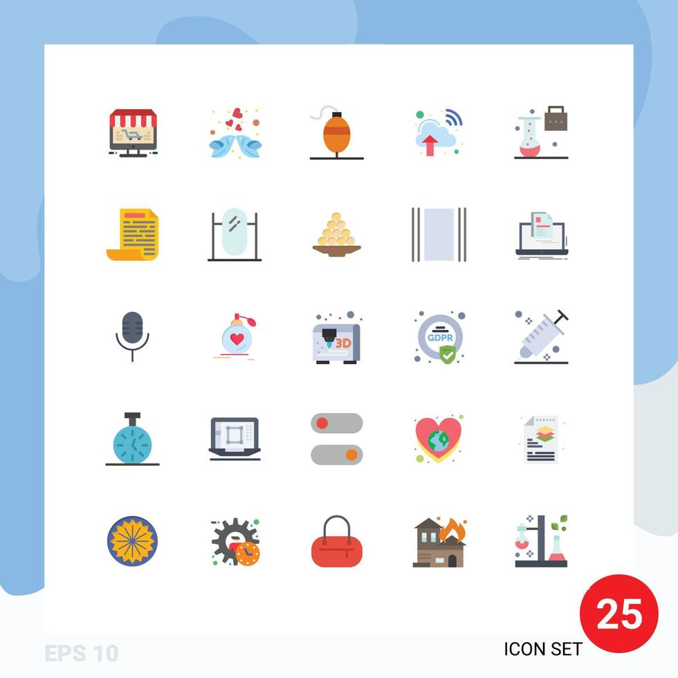 paquete de iconos vectoriales de stock de 25 signos y símbolos de línea para nuevos conceptos científicos Internet amor nube red pesca elementos de diseño vectorial editables vector