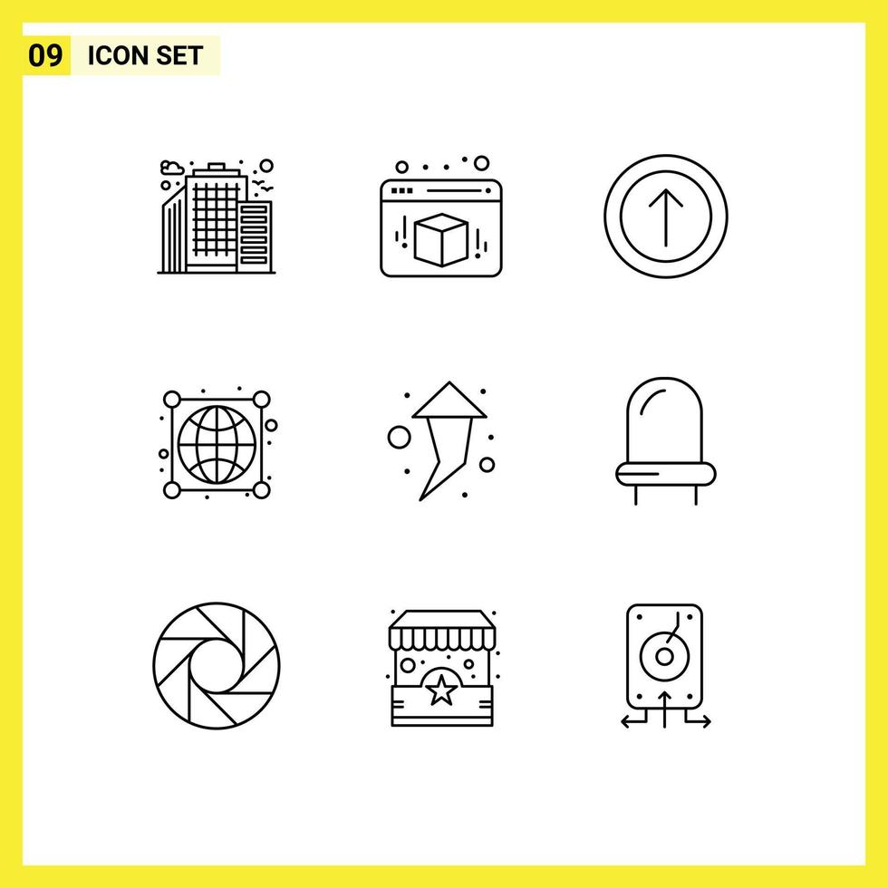 9 Universal Outline Signs Symbols of led up ui right connections Editable Vector Design Elements