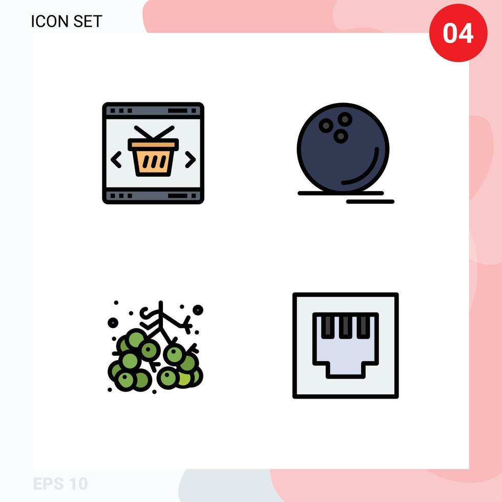 4 Creative Icons Modern Signs and Symbols of app watchkit shopping game food Editable Vector Design Elements