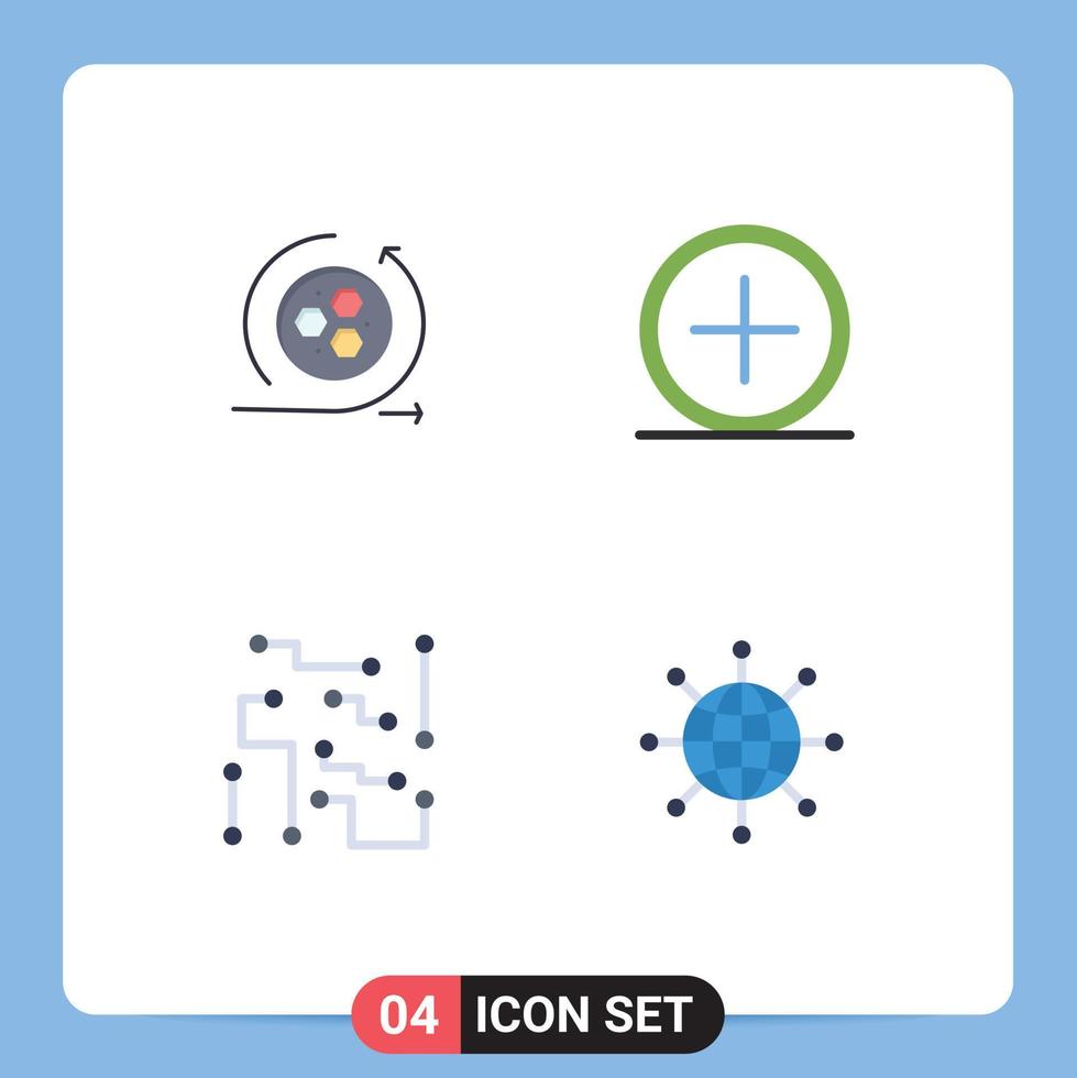 conjunto de iconos planos de interfaz móvil de 4 pictogramas de modelado biofísico scince crear elementos de diseño de vectores editables electrónicos