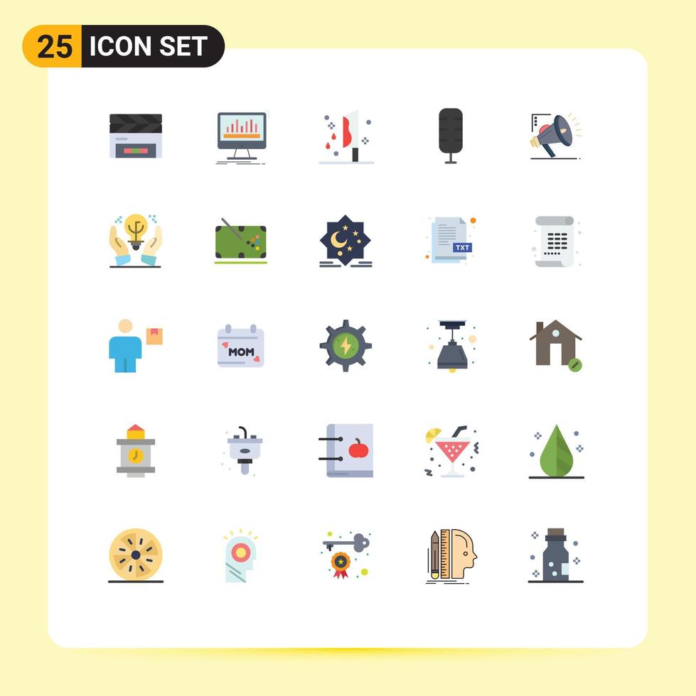 Universal Icon Symbols Group of 25 Modern Flat Colors of marketing commentator stats commentator knife Editable Vector Design Elements